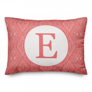 Coral Tribal Pattern Monogram 14x20 Personalized Indoor / Outdoor Pillow