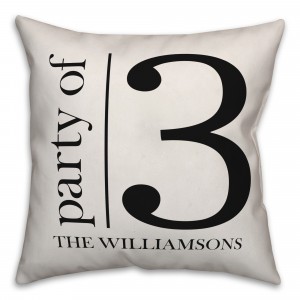 Party of 3 - Black and White 18x18 Personalized Spun Poly Pillow