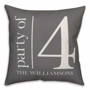 Party of 4 - Gray and White 18x18 Personalized Spun Poly Pillow
