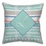 Mint and Coral Boho Tribal Custom 16x16 Monogram Spun Polyester Throw Pillow