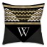 Black White and Gold Chevron Stack 18x18 Monogram Spun Polyester Throw Pillow