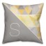 Muted Gray and Yellow Geometric 16x16 Monogram Spun Polyester Throw Pillow