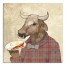 Cool Cow with Bacon and Eggs 20x20 Canvas Wall Art 