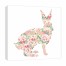 Pink Striped Rose Blossom Thoughtful Rabbit 16x16 Canvas Wall Art