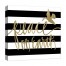 Black and White Striped Peace On Earth Black 16x16 Canvas Wall Art