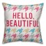 Hello Beautiful Houndstooth 18x18 Faux Suede Throw Pillow