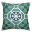 Blue and Green Floral Print 18x18 Faux Suede Pillow