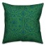 Green Bohemian Medallion 18x18 Faux Suede Throw Pillow Front