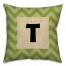 Green Chevron Monogram Spun Polyester Throw Pillow -18x18