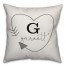 Simple Heart Arrow Monogram 18x18 Personalized Spun Poly Pillow