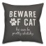 Beware of Cat 18x18 Spun Poly Pillow