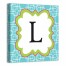 Blue Geo Juvie Monogram 12x12 Personalized Canvas Wall Art
