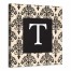 Black Damask Monogram 16x16 Personalized Canvas Wall Art 