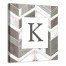 Greige Chevron Monogram 16x16 Personalized Canvas Wall Art