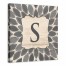 Gray Leafies Monogram 16x16 Personalized Canvas Wall Art