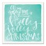Teal Holly Jolly Christmas 16x16 Canvas Wall Art