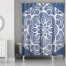 Blue Ornamental Hexagon 71x74 Shower Curtain