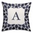 Monogram Blue Leaves Pattern 18x18 Faux Suede Throw Pillow