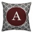Gray and Maroon Monogram 18x18 Faux Suede Throw Pillow