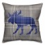 Gray and Blue Glen Plaid Moose 18x18 Faux Suede Throw Pillow
