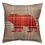 Taupe and Red Glen Plaid Bear 18x18 Faux Suede Throw Pillow