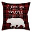Red and Black Buffalo Plaid Bear Quote 18x18 Faux Suede Throw Pillow