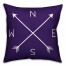 Purple Compass 18x18 Faux Suede Throw Pillow