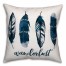 Wanderlust Blue Feathers 18x18 Faux Suede Throw Pillow