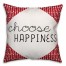 Choose Happiness Quote Red Arrows Pattern 18x18 Faux Suede Throw Pillow