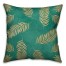 Gold Palm Leaves 18x18 Teal Faux Suede Throw Pillow