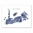Blue Key West Map 40x30 Canvas