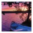 Sunset Boat 30x30 Canvas