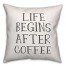 Life Begins After Coffee 18x18 Throw Pillow