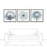 Blue X-Ray Flowers 36x36 Black Floating Frame Canvas Set