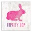 Hippity Hop Pink Easter Rabbit Canvas Wall Art, 16x16