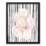 Blush Roses on Black and White Stripes 16x20 Black Framed Canvas