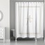 71 in. W x 74 in. L Beige and White Monogrammed Fabric Shower Curtain