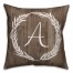 Faux Wood White Wreath - Monogram 18x18 Spun Poly Pillow
