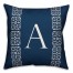 Navy with White Lace Pattern - Monogram 18x18 Spun Poly Pillow