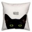 Curious Hello Black Cat Pillow Cover