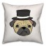 Pug with Top Hat Pillow Cover