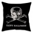 Skull and Crossbones Happy Halloween Pillow