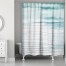 Teal Linear Waves 71x74 Shower Curtain