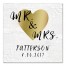 Mr. & Mrs. Gold Heart 16x16 Personalized Canvas Wall Art