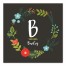 Monogram Floral Wreath Brown 12x12 Personalized Canvas Wall Art