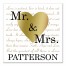 Mr. & Mrs. Love is Patient Heart 16x16 Personalized Canvas Wall Art
