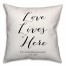 Love Lives Here Script Family Name 18x18 Personalized Spun Poly Pillow