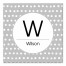 Monogram Family Name Gray Polka Dot 12x12 Personalized Canvas Wall Art