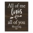 Personalized Name & Date Love All of You Faux Wood Canvas Print