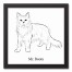 Long Hair Cat Sketch 12x12 Personalized Black Framed Canvas